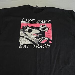 Gildan Black Tee with Raccoon Graphic